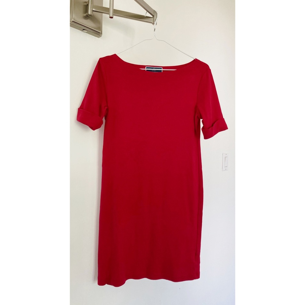 Karen Scott 100% Cotton Red Short Sleeve Dress